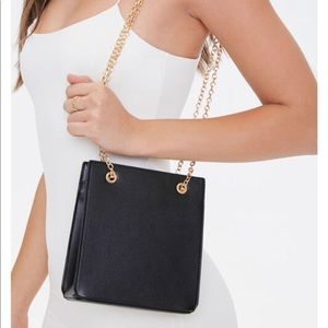 Black Faux Leather Mini Tote Bag